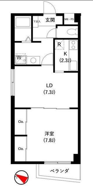 サンセゾンI(1LDK/1階)の間取り写真