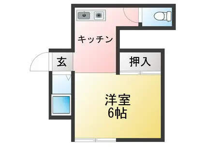 ハイツジュン(ワンルーム/2階)の間取り写真