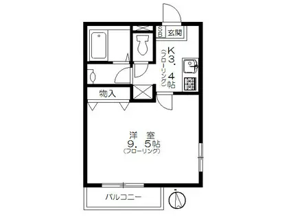 ヴィルヌーヴ阿佐ヶ谷(1K/2階)の間取り写真