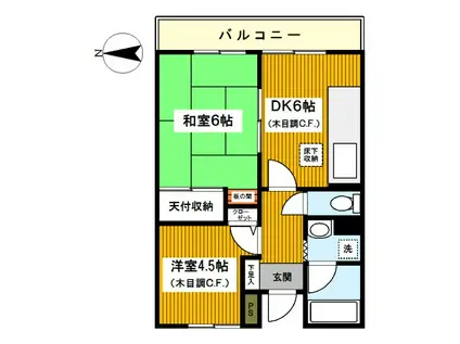 第9エルム大倉山(2DK/1階)の間取り写真