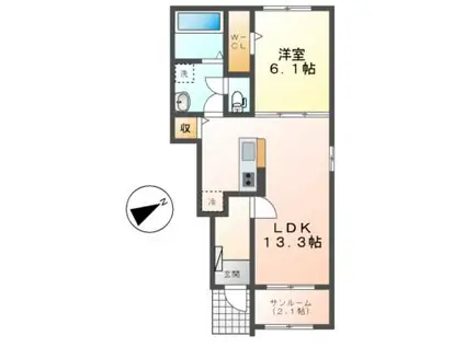 プラネット 寺ノ前(1LDK/1階)の間取り写真
