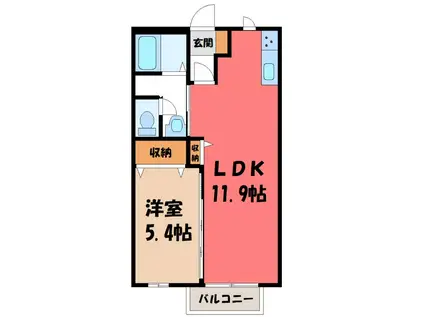 メルヴェーユ(1LDK/2階)の間取り写真