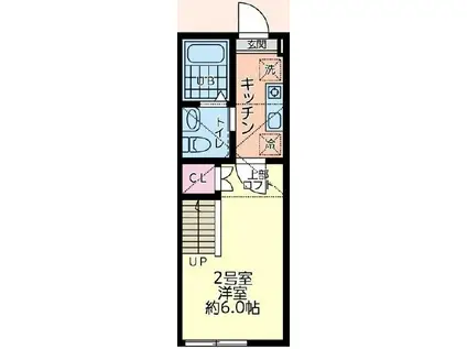 シティハイツ新磯野2号棟(1K/1階)の間取り写真