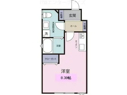 パレドール布橋(ワンルーム/2階)の間取り写真