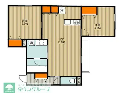 国分南1丁目メゾン(2LDK/1階)の間取り写真
