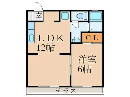 ベルエポック奥村A棟(1LDK/1階)の間取り写真