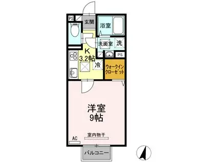 ボニータ理科大(1K/1階)の間取り写真