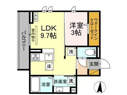 メゾングレイス(1LDK/1階)の間取り写真