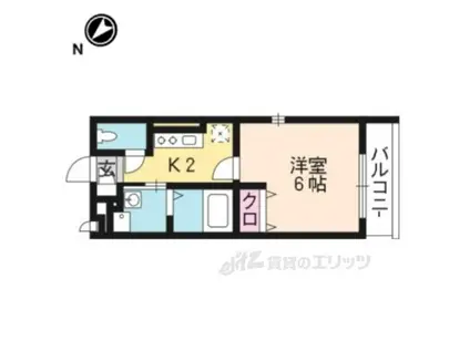 AMOUR賀茂川(1K/1階)の間取り写真