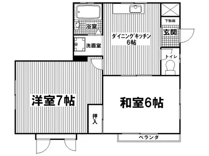 リバティハウスA(2DK/2階)の間取り写真