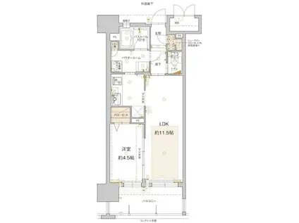 アクタス博多グランミライ(1LDK/2階)の間取り写真