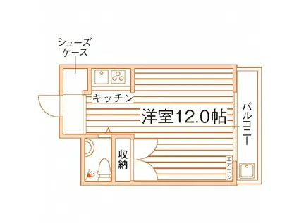コーポサンライズ(ワンルーム/2階)の間取り写真