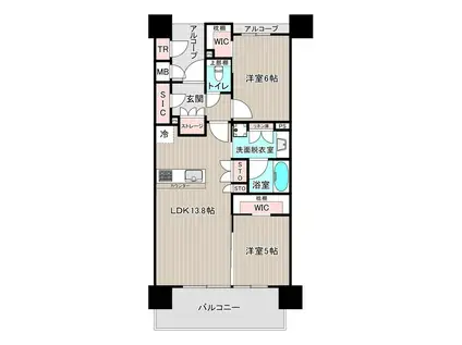 レ・ジェイド熊本日赤通202号(2LDK/2階)の間取り写真