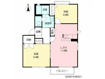 コーポ千草  B棟(2LDK/2階)の間取り写真