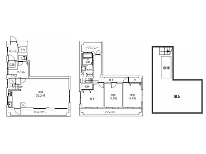 ゴールドウッズ新長田ビル(3LDK/4階)の間取り写真