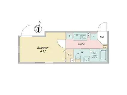 ライブフラット恵比寿(1K/B1階)の間取り写真