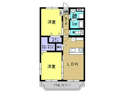 ル・ソレイユ妙円寺(2LDK/1階)の間取り写真