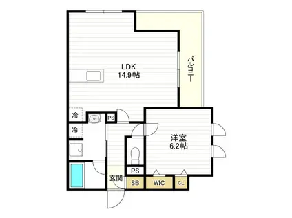 クラシスト東粉浜ウエスト(1LDK/1階)の間取り写真