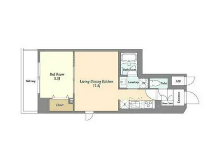 プライマルフロント菊川 旧ロイジェント菊川(1LDK/8階)の間取り写真