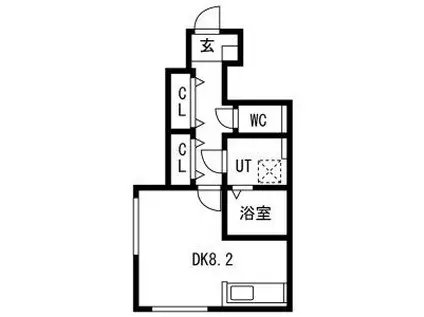 とってもたのし荘 (ワンルーム/1階)の間取り写真