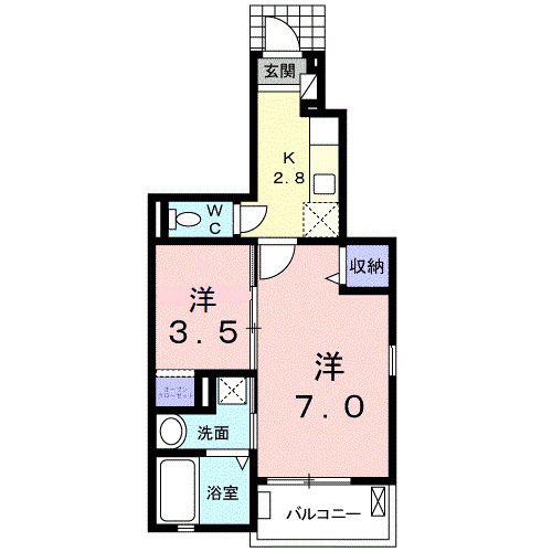 セリシールI(2K/1階)の間取り写真
