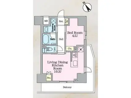 ラグゼナ北千住II(1LDK/14階)の間取り写真