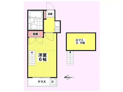 ナビオ パラシオ平塚(1K/1階)の間取り写真