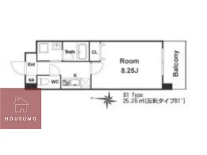 カサルテ吹田青葉丘(1K/3階)の間取り写真