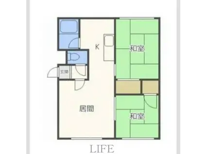 大川マンション(2LDK/3階)の間取り写真