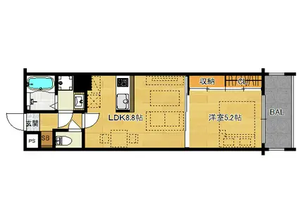 ロングヒル2ND(1LDK/2階)の間取り写真