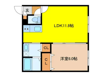 ALBARISE 北栄 (1LDK/4階)の間取り写真