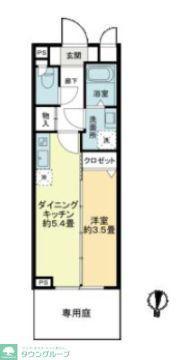 クラリティア池上(1DK/1階)の間取り写真