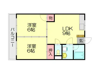 森ビル(2LDK/1階)の間取り写真