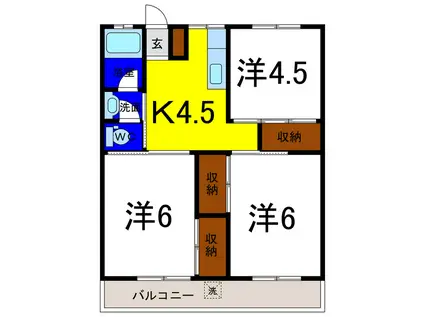 ハニーハイツ(3K/3階)の間取り写真