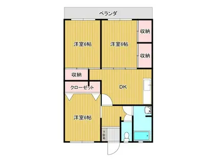 スカイコート大石町 1(3DK/6階)の間取り写真