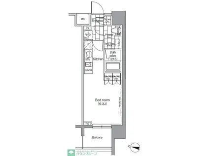 パークハビオ恵比寿(ワンルーム/2階)の間取り写真
