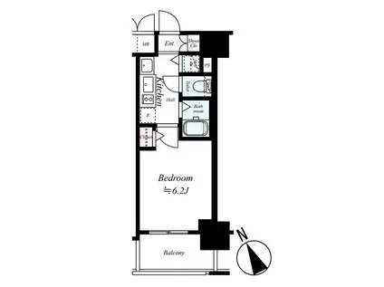 鶴舞公園ウエスト(1K/7階)の間取り写真