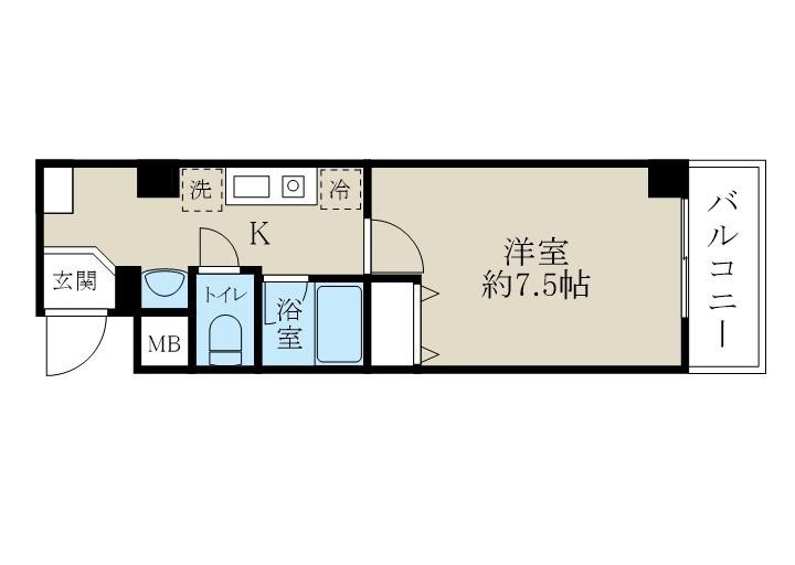 パンウエストリート(1K/9階)の間取り写真