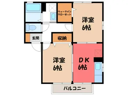 公園通 III(2DK/2階)の間取り写真