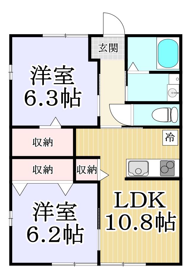 チェルアルコ(2LDK/1階)の間取り写真