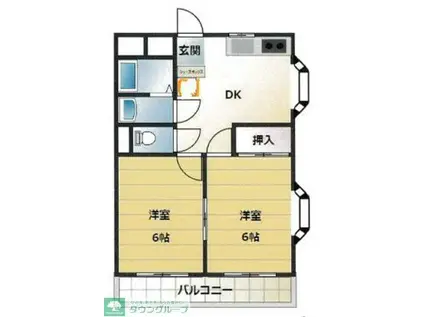 エクシード下山口(2DK/1階)の間取り写真