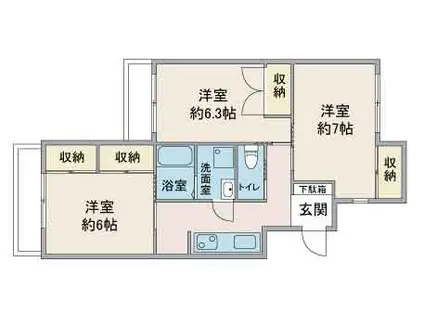 セピア鶴ヶ島(3K/1階)の間取り写真