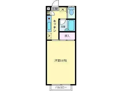 ラシス若園(1K/2階)の間取り写真