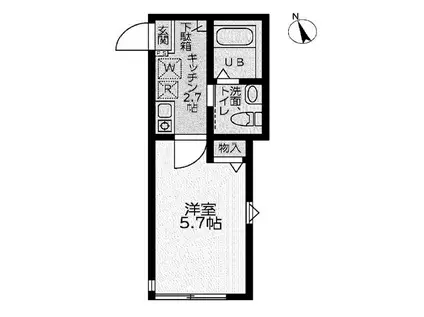 COHINA 諏訪(1K/1階)の間取り写真