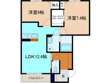 リオ グランデ(2LDK/1階)の間取り写真