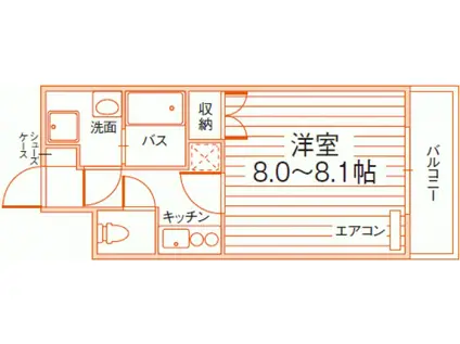 ルラシオン岡山奉還町(1K/5階)の間取り写真