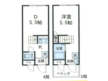 第三西野ビル(1DK/4階)の間取り写真