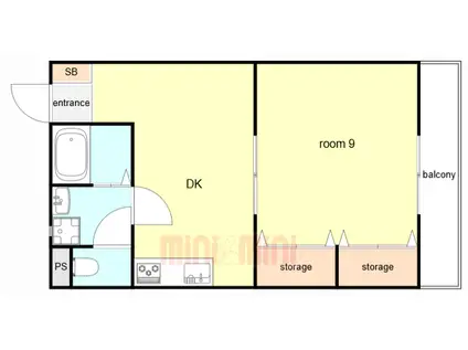 ヴィラMN-1(1DK/1階)の間取り写真