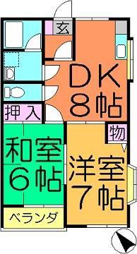 アベニール(2DK/2階)の間取り写真
