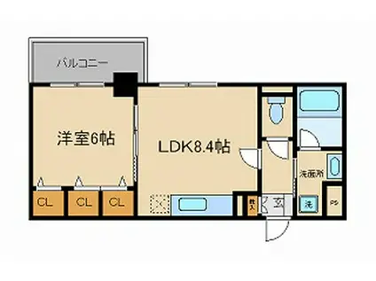 プラネシア星の子四条烏丸(1LDK/9階)の間取り写真
